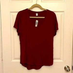 NWT Old Navy Luxe Curved-Hem V-Neck Tee size Large